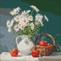 Алмазна мозаїка "Букет ромашок з яблуками" ©art_selena_ua AMO8339, 40х40 см