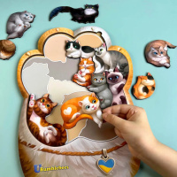 Дерев'яний пазл-вкладиш "Котики-муркотики" Ubumblebees (ПСФ133) PSF133     