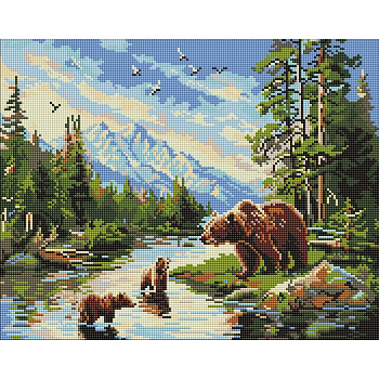 Алмазна мозаїка "Ведмедиця і ведмежата" ©art_selena_ua AMO20089, 40х50 см 