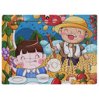 Дитячий дерев'яний пазл-вкладиш "На дачі у діда" MD 1354-1, 12 елементів 15 х 11 х 0,4 см