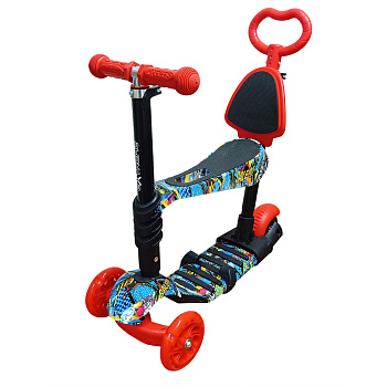 Дитячий самокат 4-х колісний 5 в 1 SC20482(Red) колеса зі світлом