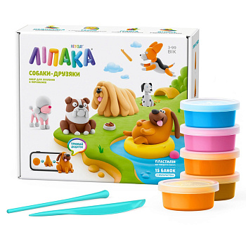 Дитячий меганабір пластиліну "Собаки-друзі" Lipaka 15030-UA01 самостійно твердне