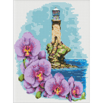 УЦІНКА! Алмазна мозаїка "Маяк з орхідеями" ©Анна Кулик AMO7622-UC 30х40 см