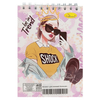 Блокнот для записей "Be in trend" А6 АП-1711-7, 40 листов, пружина сверху