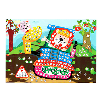 Дитяча мозаїка за номерами "Будівельники" 13-127-10 різнокольорові камінчики