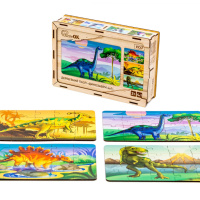 Дерев’яний дитячий пазл 4в1 "Динозаври" Puz-74598, 80 елементів