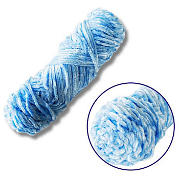 Пряжа плюшева синель PP111, 100 грам, 100% поліестер, світло-блакитний