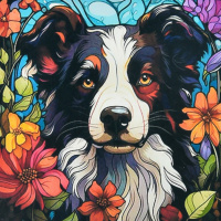 Алмазна мозаїка "Пес у світлі кольорів" DEEX16290 не повна викладка 30х30 см 