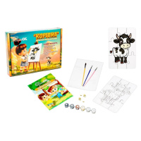 Деревʼяний пазл-розмальовка А5 "Корівка" Puz-22936 пензлик, фарби, клейка плівка