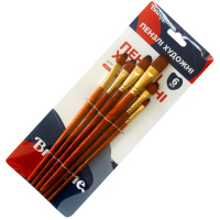 Набір професійних нейлонових пензликів BR650, 6 штук, форма FILBERT