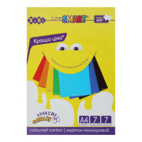 Набір кольорового картону ZB.1955, 7 аркушів, формат А4, щільність 200 г/м2