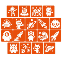 Набір трафаретів для біо-тату "Монстри та ракети #2" monsters-and-rockets-2-5x5-18