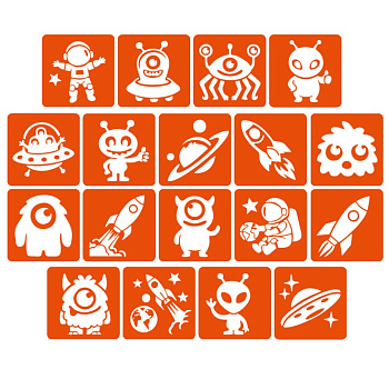 Набір трафаретів для біо-тату "Монстри та ракети #2" monsters-and-rockets-2-5x5-18