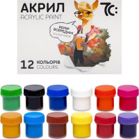 Дитячий набір акрилових фарб 7C51202, 12 кольорів, по 10 метрів