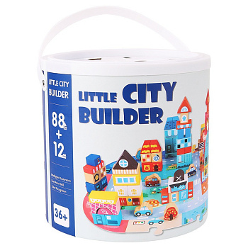 Дерев'яний конструктор "Місто" C 75545, 12 пазлів, 88 деталей