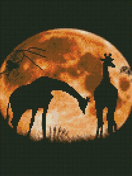 Алмазна мозаїка "Жирафи на тлі місяця" Strateg HX025 30х40 см