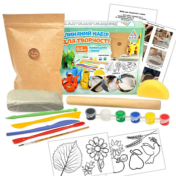 Дитячий глиняний набір для творчості GL-001 природна глина 0,5 кг