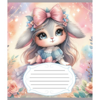 Зошит учнівський "Зайка" 012-590522C-1 в косу лінію, 12 аркушів