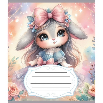 Зошит учнівський "Зайка" 012-590522C-1 в косу лінію, 12 аркушів