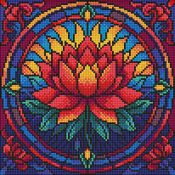 Алмазна мозаїка "Вітраж. Лотос" ©art_selena_ua AMO8330, 30х30 см 