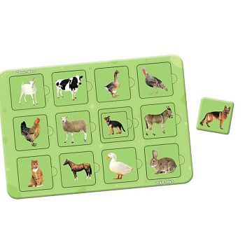 Дерев'яний пазл-сортер "Мама та малюк" Ubumblebees (ПСФ088) PSF088 домашні тварини