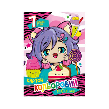 Набір кольорового картону А4 Автоспорт АП-1102-5 двосторонній 7 аркушів