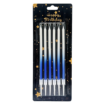 Набір свічок для торта "Градієнт" JY-1059(Blue) 6 штук, розмір 13 см