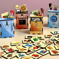 Дерев'яна настільна гра "Побутова техніка" Ubumblebees (ПСД001) PSD001 сортер-комодик