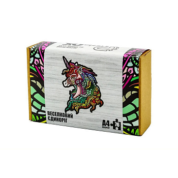 Фігурний деревяний пазл A4 Веселковий Єдиноріг PuzA4-00701, 76 деталей