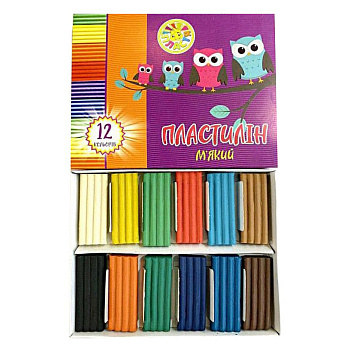 Дитячий м'який пластилін КТ 230604, 12 кольорів  