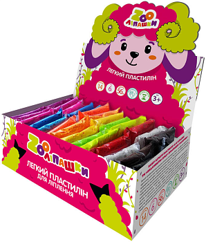 Пластилін легкий ZOOлипашки шоу-бокс "Баранчик" ZIRKA 140213 (шоу-бокс 14 кольорів, 56 стиків по 6 г)