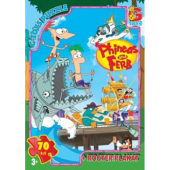 Пазли дитячі "Пригоди Фінеса та Ферба" PF0022, 70 елементів