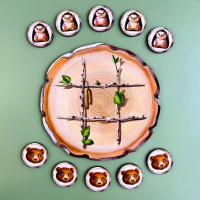 Дерев'яна настільна гра "Хрестики-нулики" Ubumblebees (ПСД159) PSD159 їжачок та ведмідь