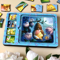 Дерев'яна настільна гра "Етапи розвитку метелика" Ubumblebees (ПСФ017) PSF017 сортер-пазл