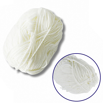 Пряжа фасована петляста NB101, 80% бавовни, 20% молочна клітковина, молочно-білий