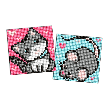 Алмазная мозаїка "Сірі друзі" AMS1049 на самоклеючій основі 9x9 см                  