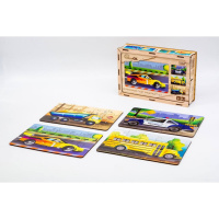 Дерев’яний дитячий пазл 4в1 "Транспорт" Puz-14785, 80 елементів