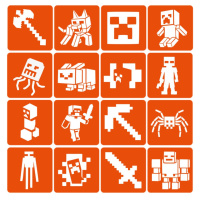 Набір трафаретів для біо-тату "Minecraft" Minecraft-6x6-16, 16 трафаретів