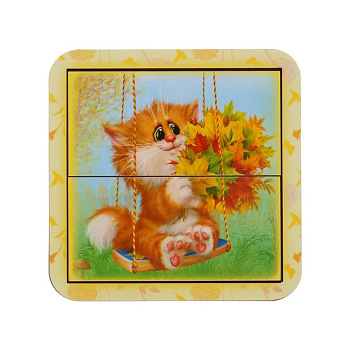 Дерев'яний пазл-вкладиш "Котик - 2" Ubumblebees (ПСД113) PSD113 розрізний