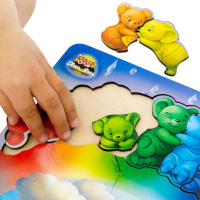 Дерев'яний пазл-вкладиш "Ведмедики" Ubumblebees (ПСД121) PSD121 кольори веселки