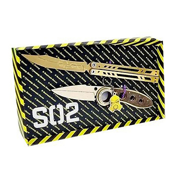 Набір ножів сувенірних дерев'яних SO-2 "МЕТЕЛЬ LEGASY & ВИКИДУХ ФЛІП BLACK" SO2-5-B