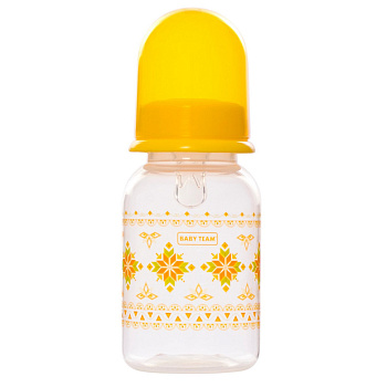 Пляшечка для годування з силіконовою соскою 1400_жовтий 125 мл