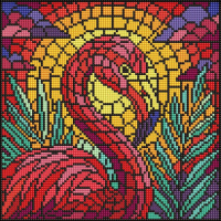 Алмазна мозаїка "Вітраж. Фламінго" ©art_selena_ua AMO8318, 30х30 см