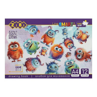 Альбом для малювання SMART Line ZB.1414 скоба, А4, 12 аркушів, в асортименті