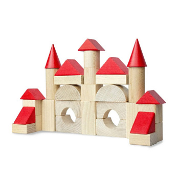 Дерев'яний конструктор "Червоні шпичаки" 900743, 31 деталь