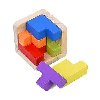 Дерев'яна Куб-головоломка MD 0758-4 підставка 6 елементів