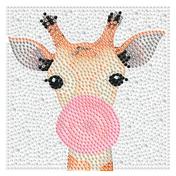 Алмазна мозаїка "Жираф бабл-гам" DM5001 з рамкою 15х15 см