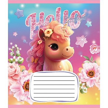 Зошит учнівський "Єдинороги" 012-510065C-1 в косу лінію, 12 аркушів 