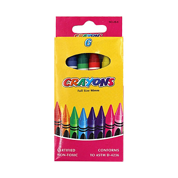 Набір дитячих воскових олівців "Crayons" 8496-6, 90 мм, 6 кольорів