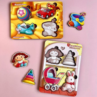 Дерев'яний пазл-вкладиш "Іграшки-1" Ubumblebees (ПСФ116) PSF116 фон із підказкою